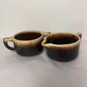 Vintage Pfaltzgraff Brown Drip Creamer and Sugar Bowl Set